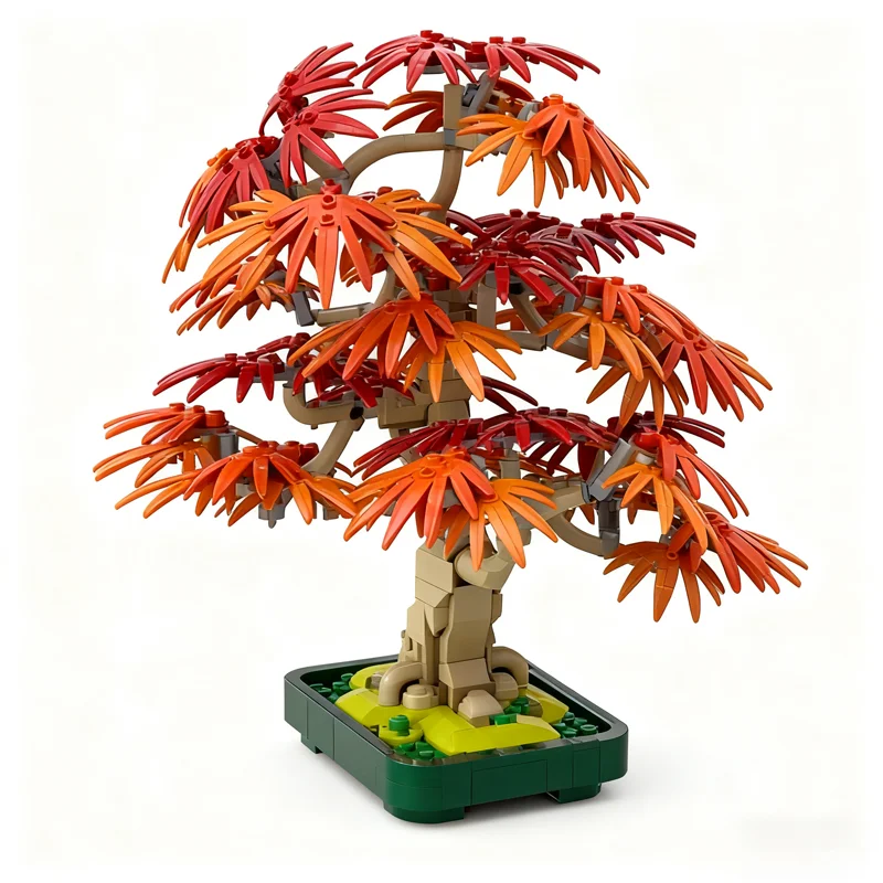 740 stücke MOC MOD Japanischen Ahorn Baum Herbst Bushier Modell Bausteine Architektur Spielzeug Weihnachten Geschenk Idee Bildung Ziegel Kinder