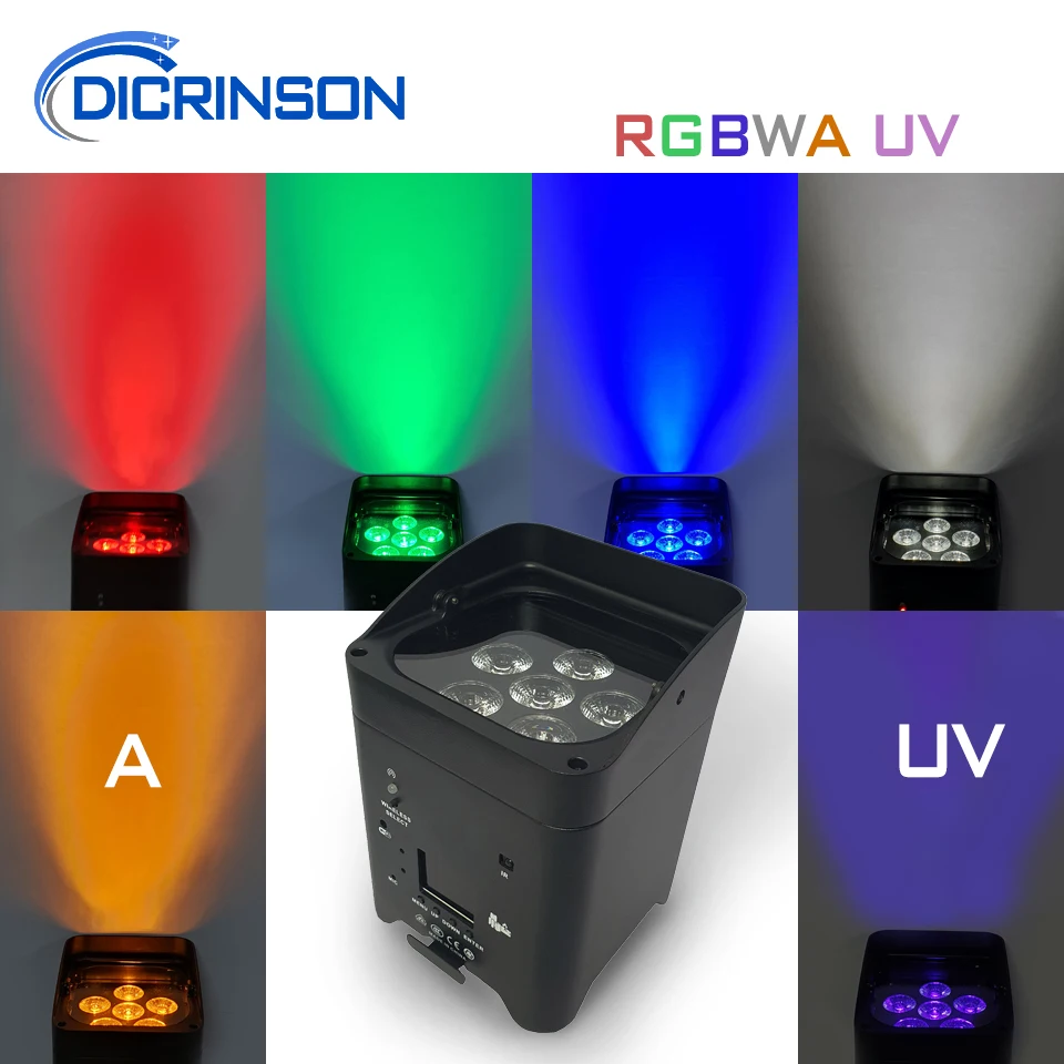 18W RGWAUV LED Wireless Battery Uplight Par Lights 4pcs Charge Wireless DMX Wifi Remote Control Wedding Convenient to carry