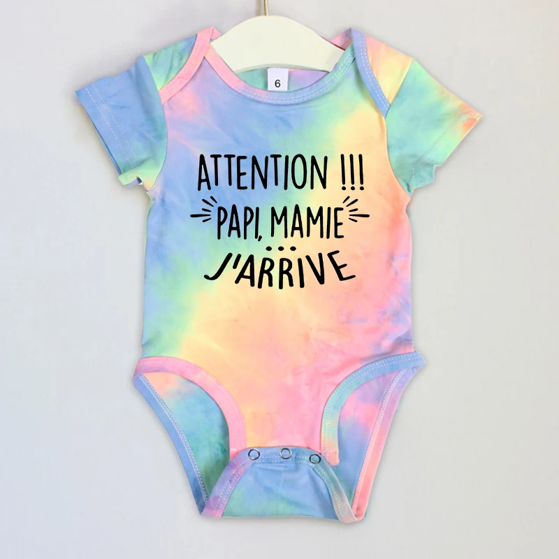 Attention Papi Mamie I\'m Coming Funny Newborn Baby Bodysuits Toddler Infant Boy Girl Jumpsuit Baby Shower Gift Pregnancy Reveal