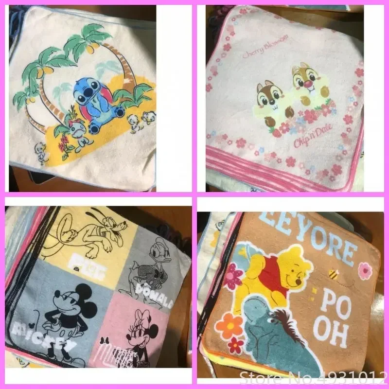 Disney Stitch Mickey Minnie Mouse Mc Queen Baby Face Towels 30x30cm Cotton Water Absorbing Soft Toddler Hand Towel 2pcs/lot