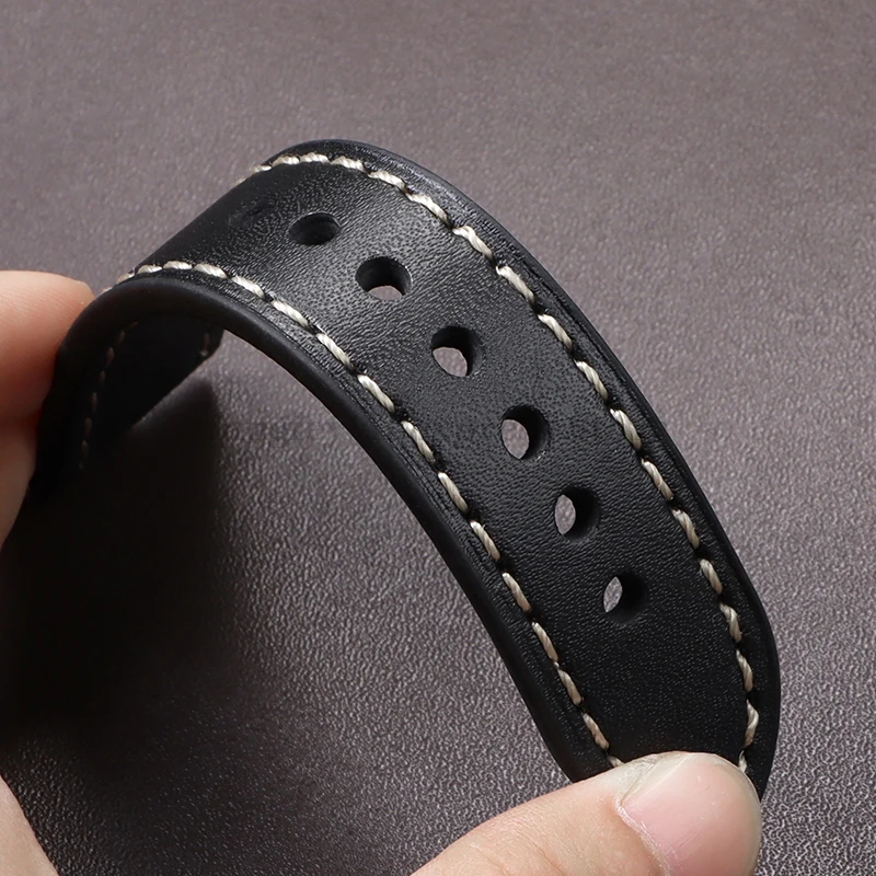 Genuine Leather Watchband 20mm 22mm 24mm Strap for Panerai Dark Brown Black Cowhide Bands Men Women Bracelet Watch Accessories