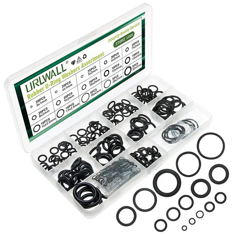 270PCS 500PCS O Ring Rubber Washer Seals Assortment Black O-Ring Seals Set Nitrile Washers High Quality For Car Gasket