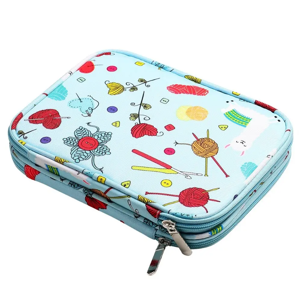 

Portable Knitting Needles Case Oxford Fabric Durable Crochet Needle Bag Zipper Rectangle Crochet Hooks Storage Bag Sewing Tool