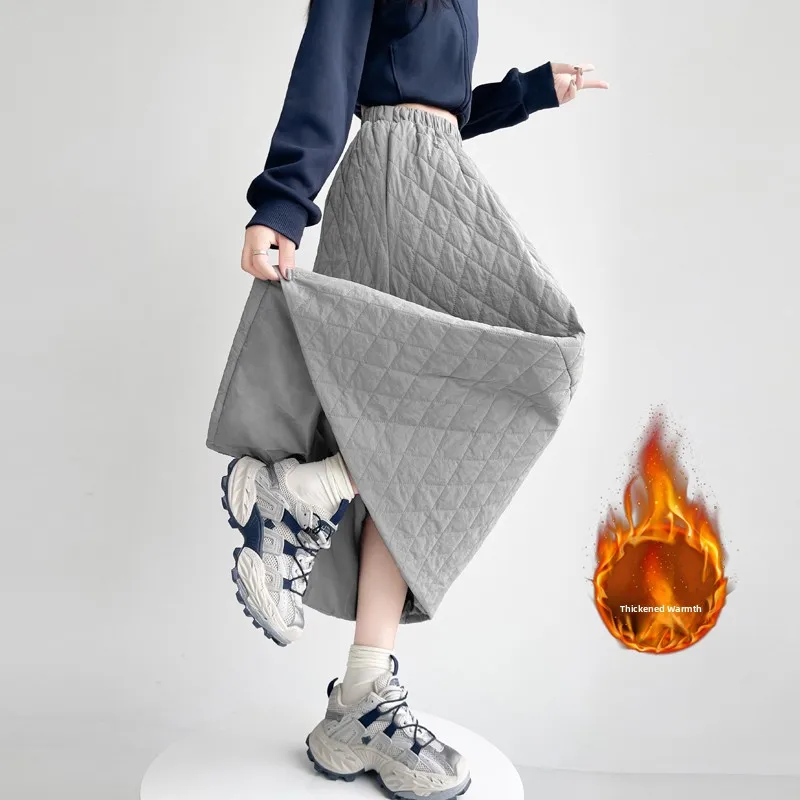 Jupe f-longue en coton Faionable avec fente Ba pour femmes, jupe trapèze mi-longue chaude et amincissante pour un usage quotidien