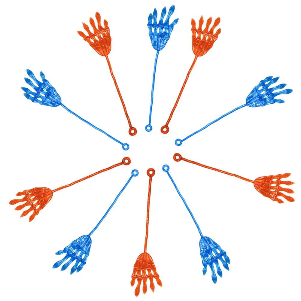 

10Pcs Halloween Sticky Hand Props Funny Elastic Colored Stretchy Palm Sticky Props for Party Favor Celebration Stress