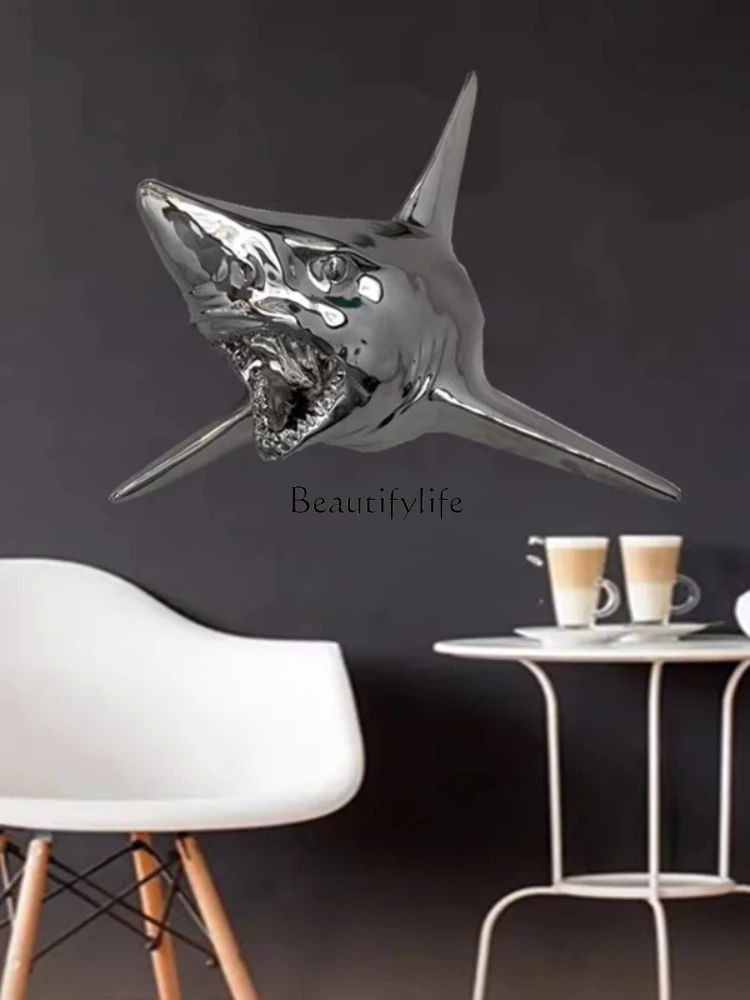 Electroplating light luxury animal shark head wall decoration home decoration