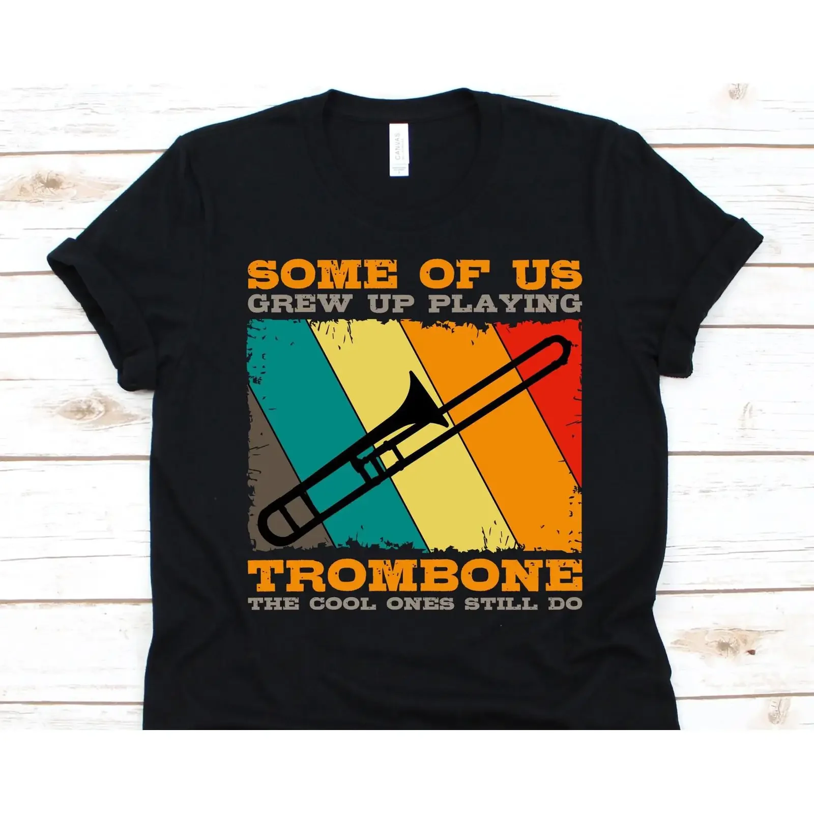 Retro Some Of Us Grew Up Playing Trombone T Shirt Funny Trombonist Brass InstrumenT For Marching Band Music Lovers vintage