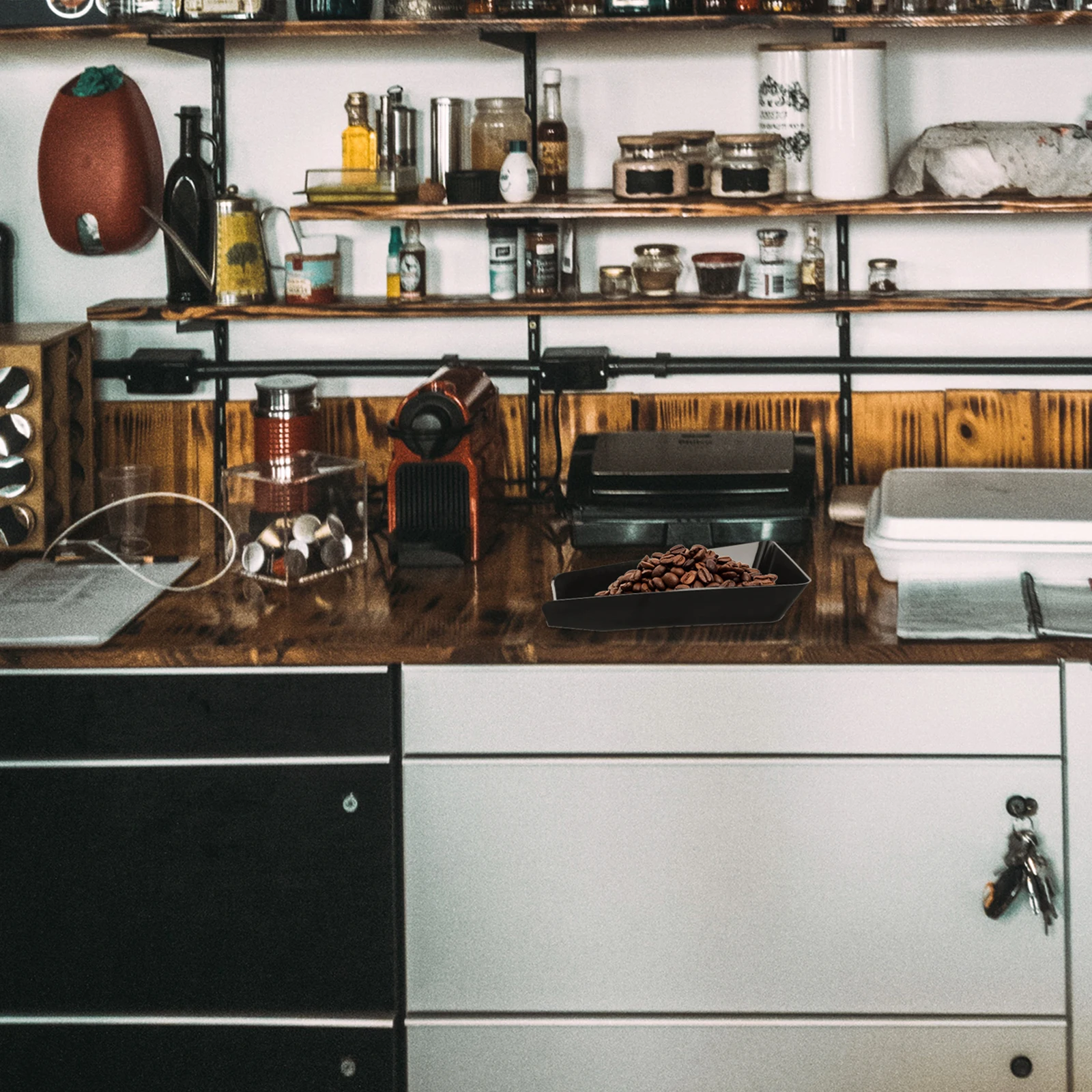 

2Pcs Coffee Beans Storage Tray Thick Stable Plastic Roasted Beans Plate Multi Functional Cafe Use Bean Measuring Tray