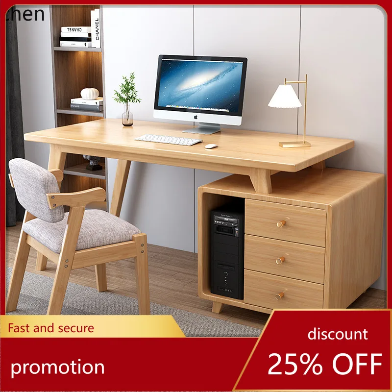ZML Solid Wood Desk and Bookshelf Set Simple Modern Corner Computer Desk Simple Office Desk