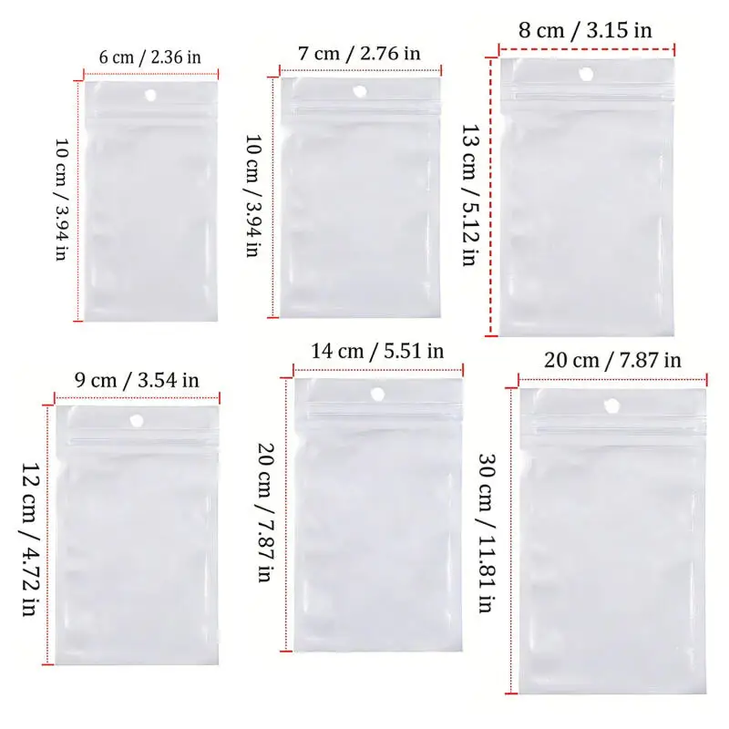 100pcs White Plastic Self Sealing Jewelry Bag Rings Necklace Bracelet Ziplocks Storage Holder Bag Anti-oxidation Jewelry Bag