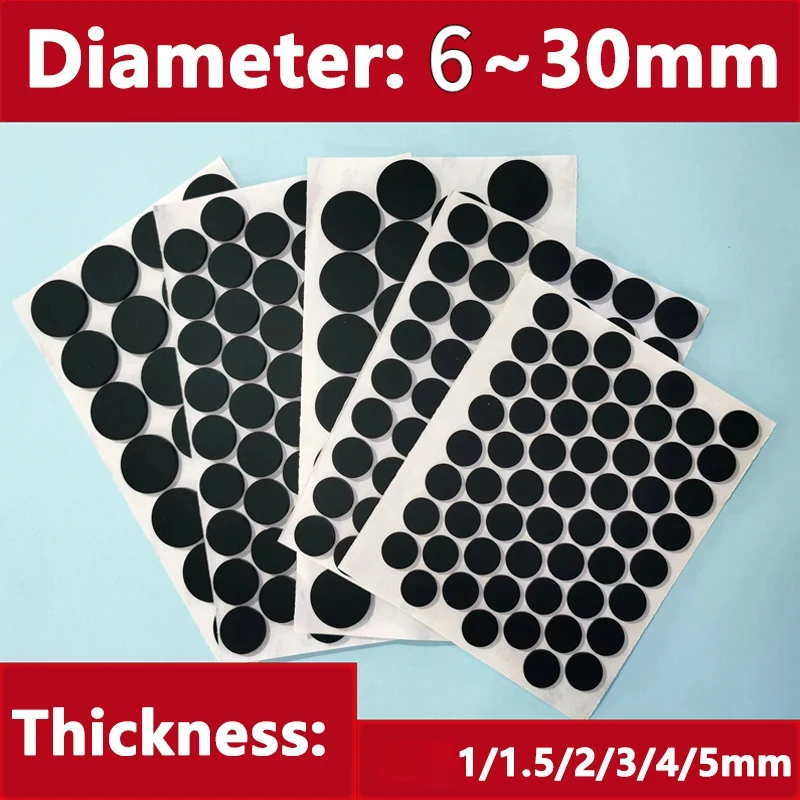 100pcs Adhesive Rubber Feet,Black Self Stick Silicone Bumper Pads, Anti-Slip Wear-Resistant Feet Laptops Keyboards Furniture