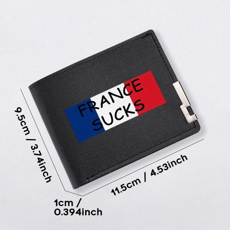 FRANKREICH SUCKS FLAGGE DESIGN SCHLANKE BRIEFTASCHE FÜR HERREN PU-LEDER LANGLEBIGES, LEICHTGEWICHTES BUSINESS-MODISCHES ZUBEHÖR MODERNE MINIMALISTISCHER STIL