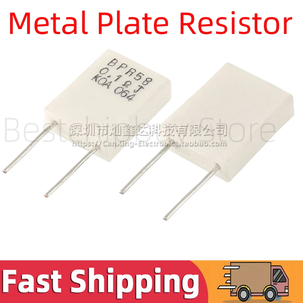 

5pcs BPR58 Metal Plate Resistor 5W 0.1ohm 0.1Ω 0.1ΩJ ±5% Resistance 0.1 Ohm High precision non-inductive Cement Resistors
