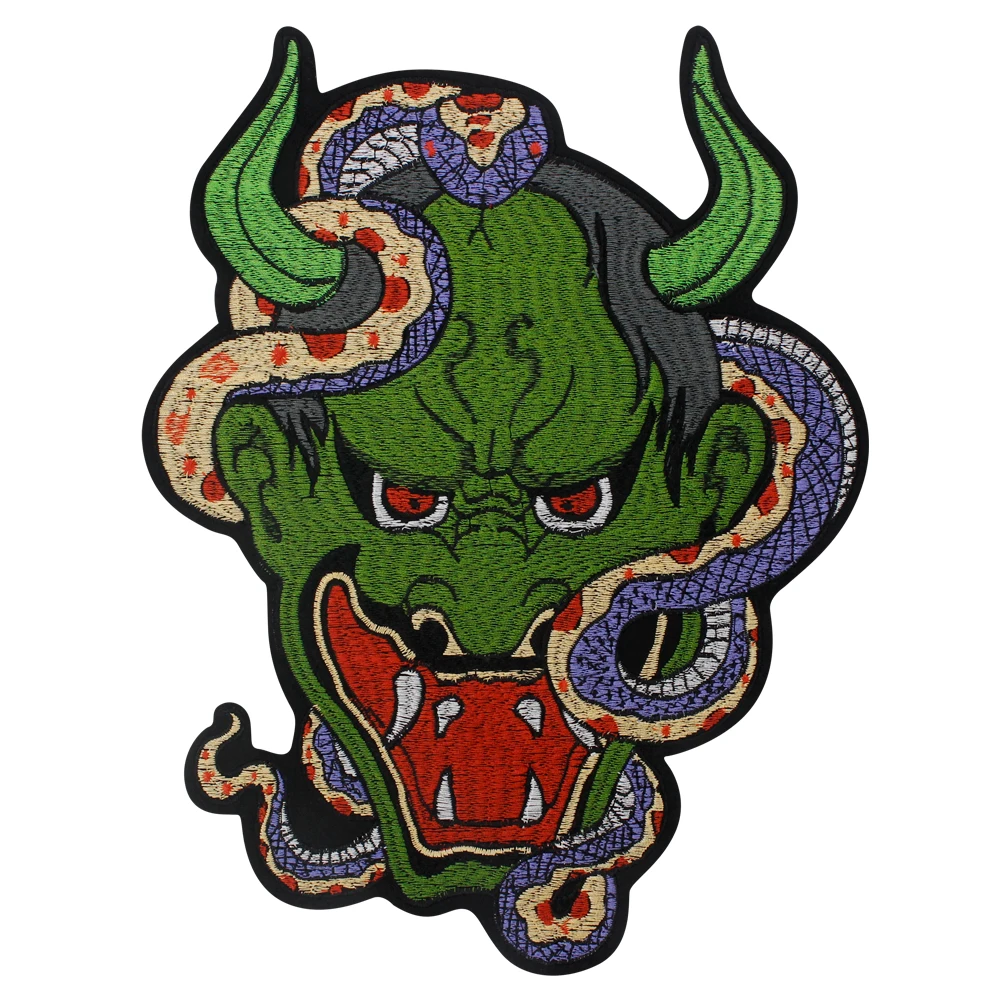 Japanese style green face evil gho Clothes Patches Embroidered Diy s iron on patches for backpacks jacket patch motorcycle patch