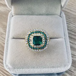 New ring emerald gold topaz ring luxury cross-border fashion jewelry