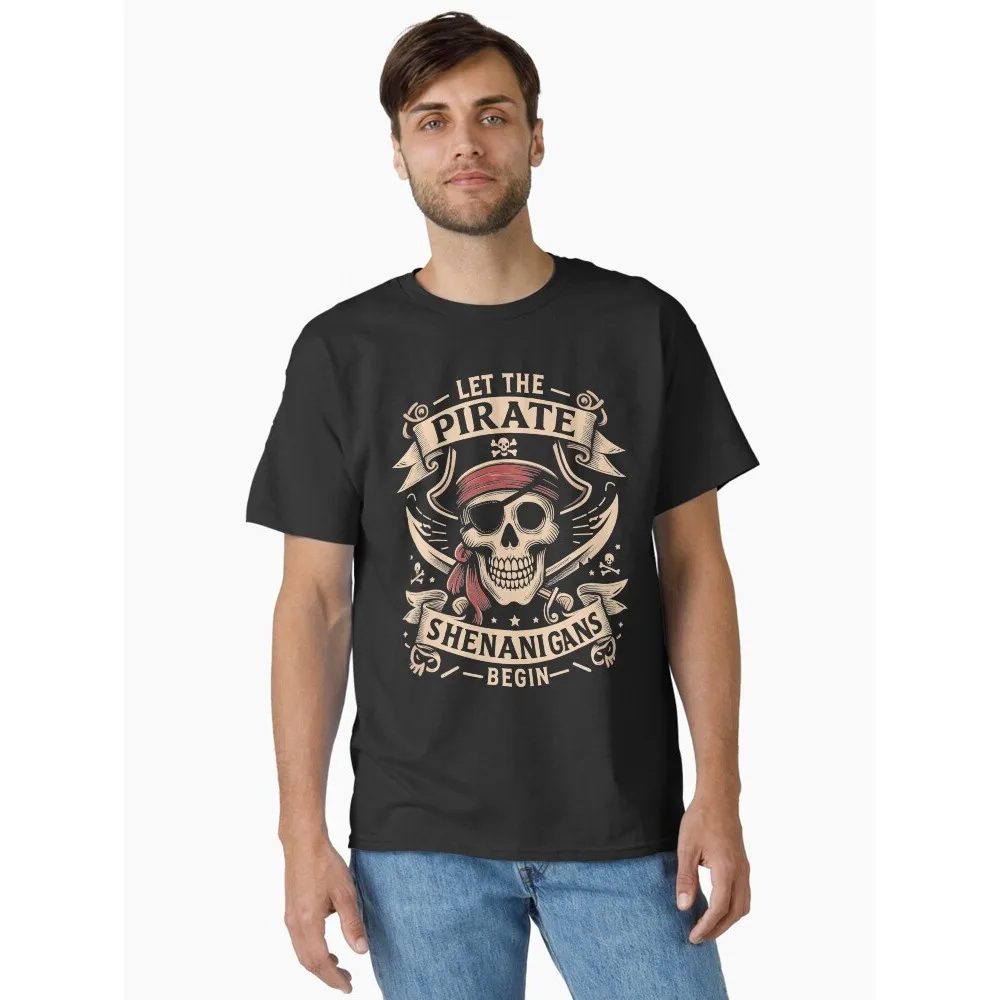 Halloween Skull Let The Pirate Shenanigans Begin Classic T-Shirt