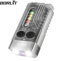 BORUiT V10 EDC Keychain Flashlight Fluorescence Mini Torch Type-C Rechargeable Work Light With Magnet Camping Pocket Lantern