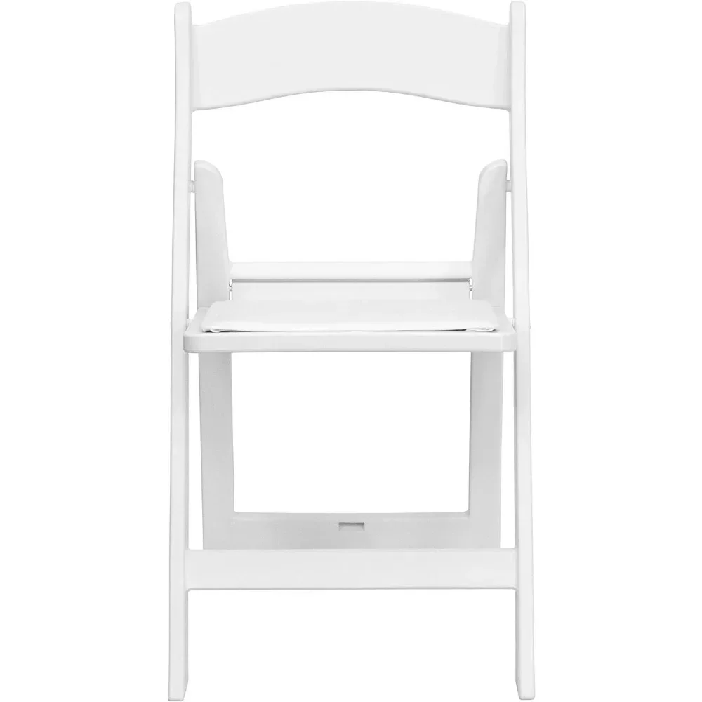 Silla plegable serie Hercules - Resina blanca - Juego de 4 sillas cómodas para eventos con capacidad de peso - Silla plegable liviana