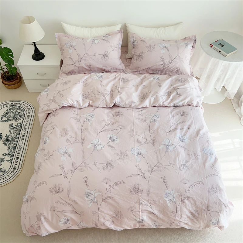 

Bedding Set Fitted Pillowcase Bed Cover 3-Piece Duvet Breathable Soft Comfortable Flat 4-Piece Sheet Modern Cotton Hotel Nordic