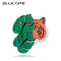 BLUCOMEBlucome Spilla a forma di tigre con foglia per donna Materiale acrilico Accessori per feste semplici e squisiti fatti a mano appena arrivati