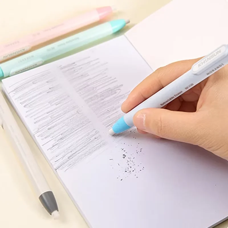 Pen Shape Press Type Pencil Eraser Replaceable 10 Core Sketching Painting School Writing Erase Supplies Stationery Gifts