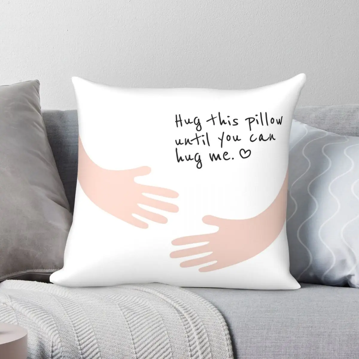 Hug This Until You Can Hug Me Square Pillowcase Polyester Linen Velvet Creative Decorative Throw Pillow Case Home Cushion Cover