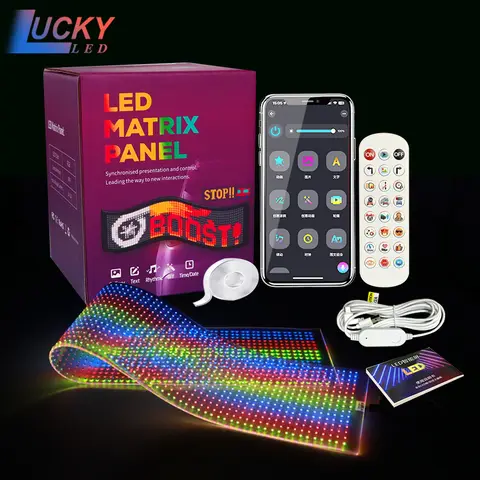 Transparent Flexible LED Matrix Panel DIY Smart Display Bluetooth APP Control Night Light for Car Windows Shop Window