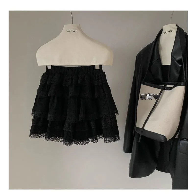 

Женская летняя многоярусная юбка с кружевной отделкой и высокой талией, милая мини-юбка А-силуэта