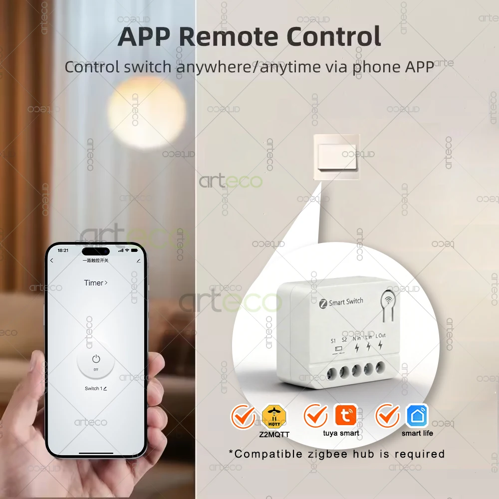 

Умный выключатель Tuya Zigbee 10A, мини-модуль, DIY-реле, автоматизация дома, дистанционное управление, совместимость с Home Assistant Z2MQTT