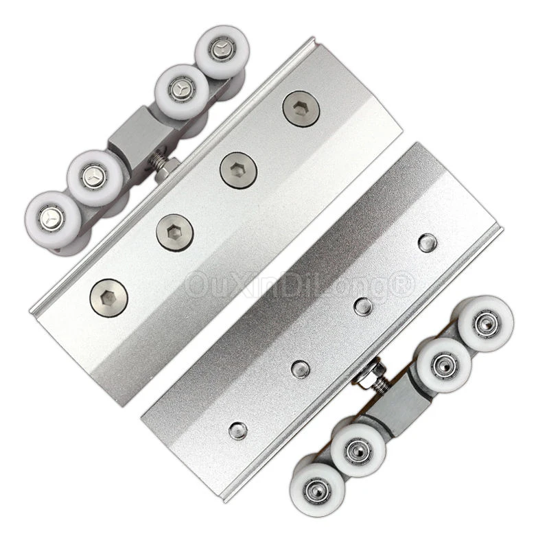 

1PCS Aluminum Alloy 8-Wheel Hanging Sliding Glass Door Roller Furniture Pulley No Drilling Hardware Set Load Bearing 75KG GF1420