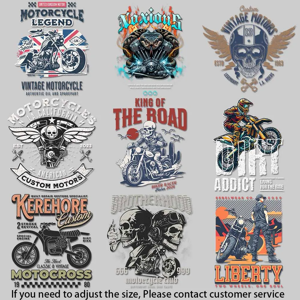 Motocross Jumping Rider Print King of the Road Biker Illustration Iron-on Transfers for Clothing DIY Decoration