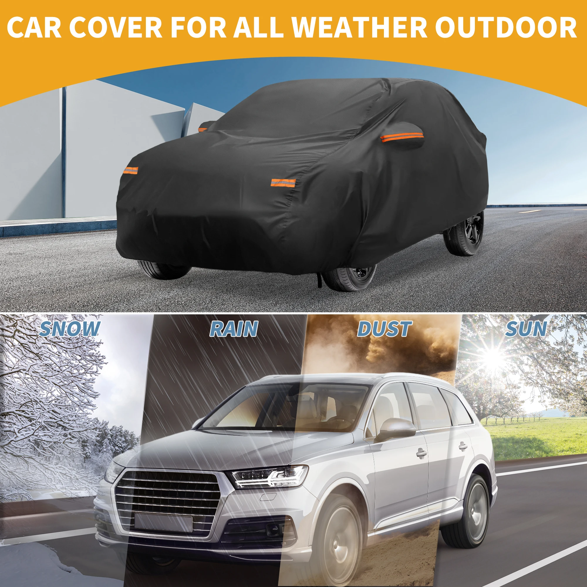 Motoforti Car Cover Waterproof All Weather for Skoda Karoq 2017-2023 Black 210D-PU