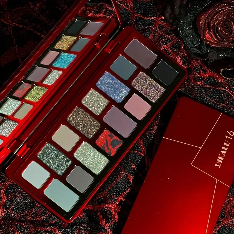 16 Color Flash Polarized Chameleon Eyeshadow tray Matte Pearl Chameleon Cool Smoky Gothic Everyday Play Makeup, Carnival