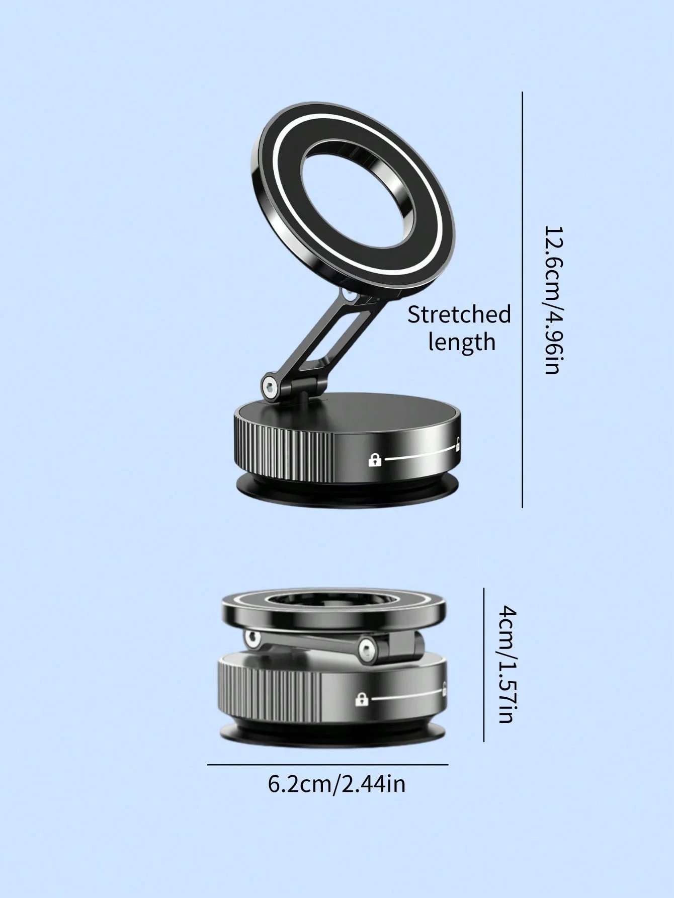 360 °   حامل هاتف MagSafe للسيارة قابل للطي ثلاثي المحاور - قاعدة مغناطيسية مفرغة للملاحة، متوافقة مع iPhone وجميع MagSafe De