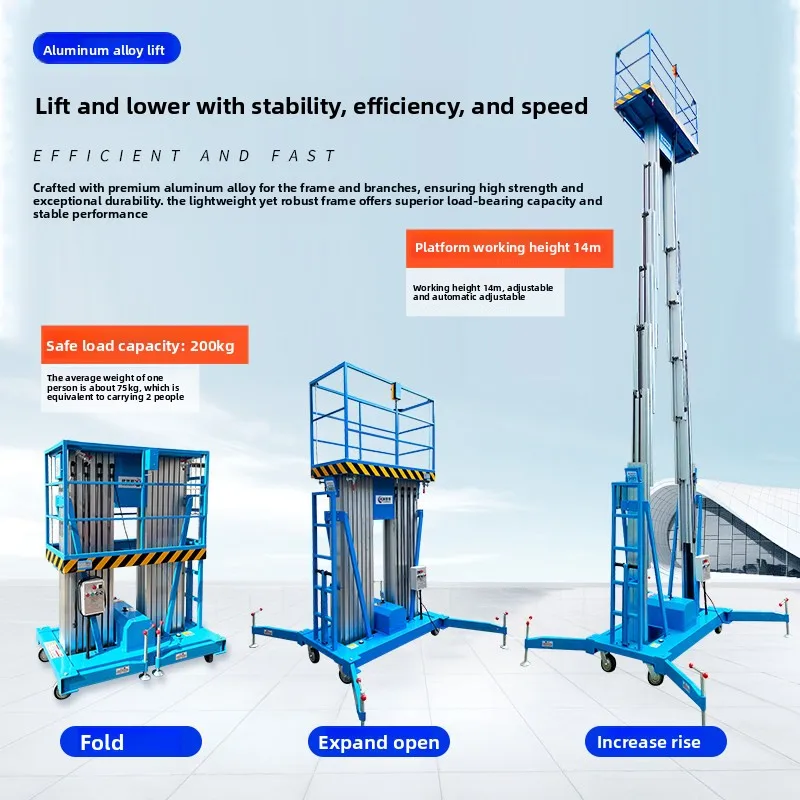 Hydraulic Mobile Aluminum Alloy Lift Electric Small Platform Single/Double Column Cargo Elevator Factory Transport