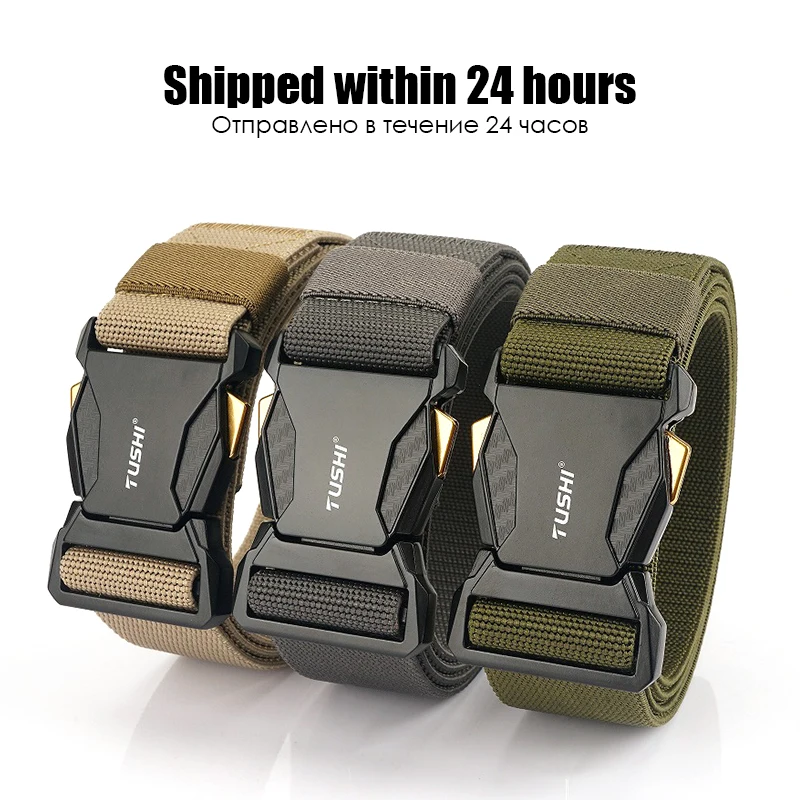 Official Genuine 2022 Elastic Belt for Men Alloy Buckle Quick Release Carbon Texture Military Tactical Belt Stretch Girdles Male