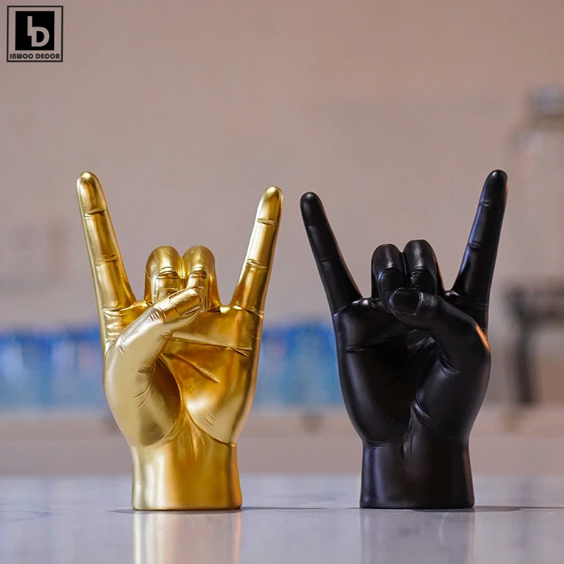 

rock music band Gesture Fingers Statues Sculptures Yoga Figurine Desk Ornaments Room Home Decor Decoration Maison Accessories