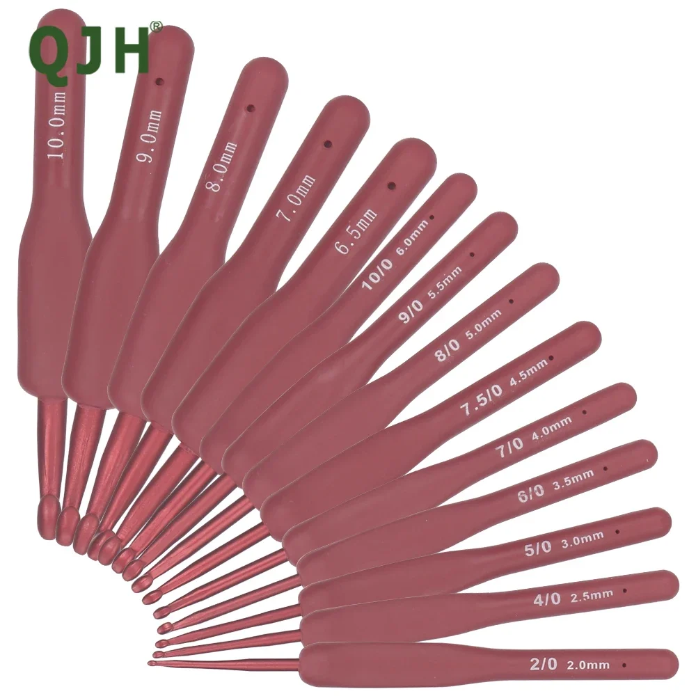 

14pc Red Knitting & Weaving Tool Set, TPR Silicone Aluminum Crochet Hooks, DIY Knitted Sweater & Creative Art Project Tool Kit