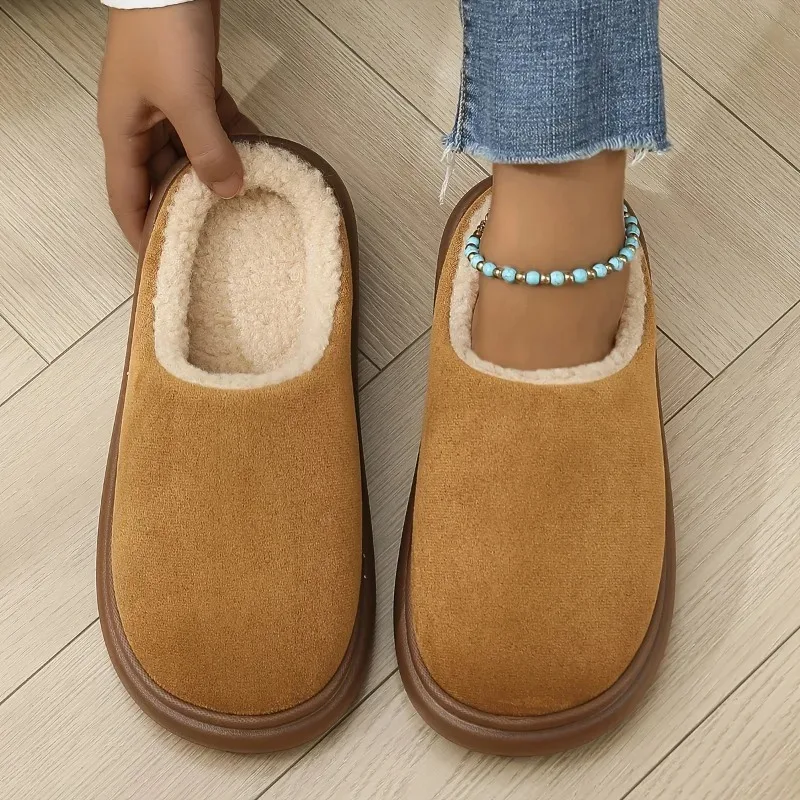 

Unisex Winter New Indoor Warm Cotton Slippers Outdoor Set Wear Plush Comfortable Casual Shoes Non-slip Couple Warm Shoes
