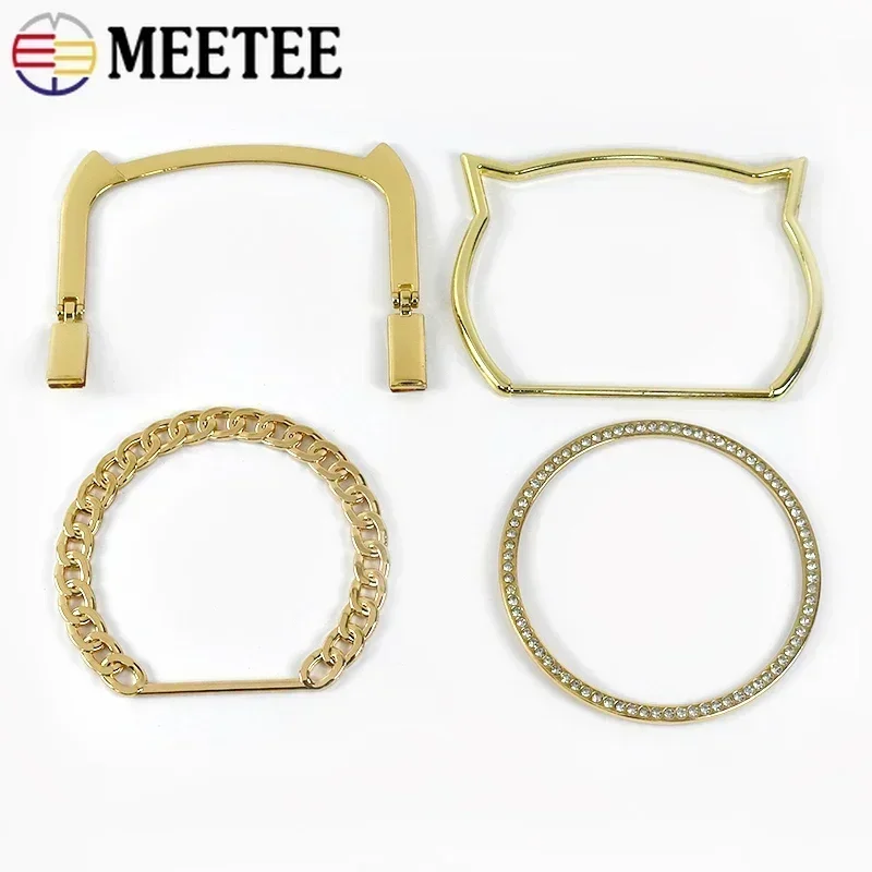 2/4Pcs O D Rings Metal Bag Handles Chain Replacement DIY Handbags Bags Purse Frame Handle Handmade Bags Hardware Accessories