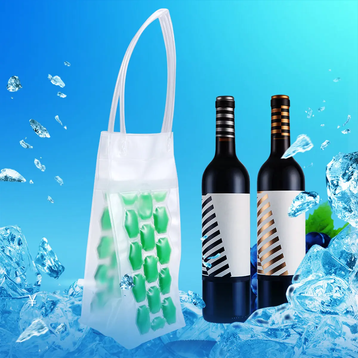 

750 ML Chiller Bag Carrier Cooler Beverages Two Sides Gel Cooling Travel Ice