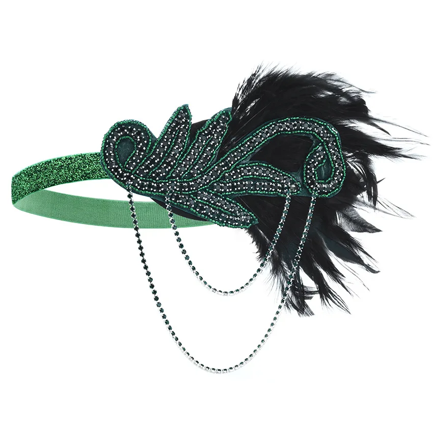 1PCS 1920er Jahre Flapper Kleid Zubehör Retro Party Requisiten GATSBY CHARLESTON Stirnband Federband für Hochzeit Flapper Girl Band – Detail 4