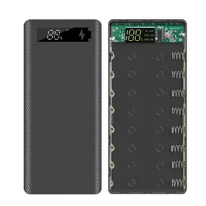 Bilashmart 18650 Battery Power Bank Case LCD Display Support 20000MAh LCD Display 8X18650 Battery DIY Powerbank Case(Black)