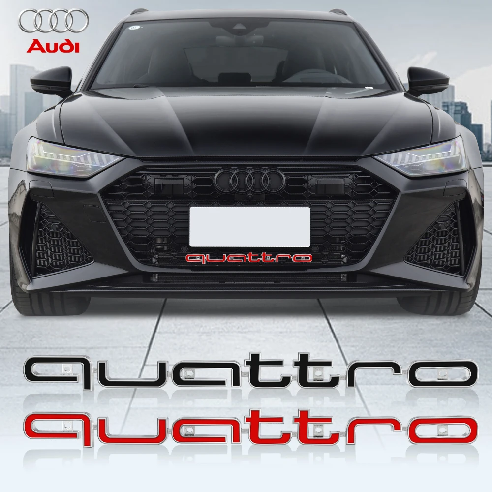 Quattro Emblem 3D ABS Car Front Grille Emblem For Audi A3 A4 A6 C6 B8 8P Q3 B7 A5 A1 Sline C5 8V Q5 B6 B9 RS Q7 A7 Accessories view 3