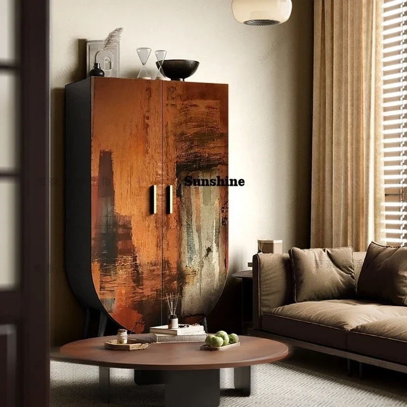 

French vintage texture abstract wardrobe bedroom art storage bedside cabinet FT