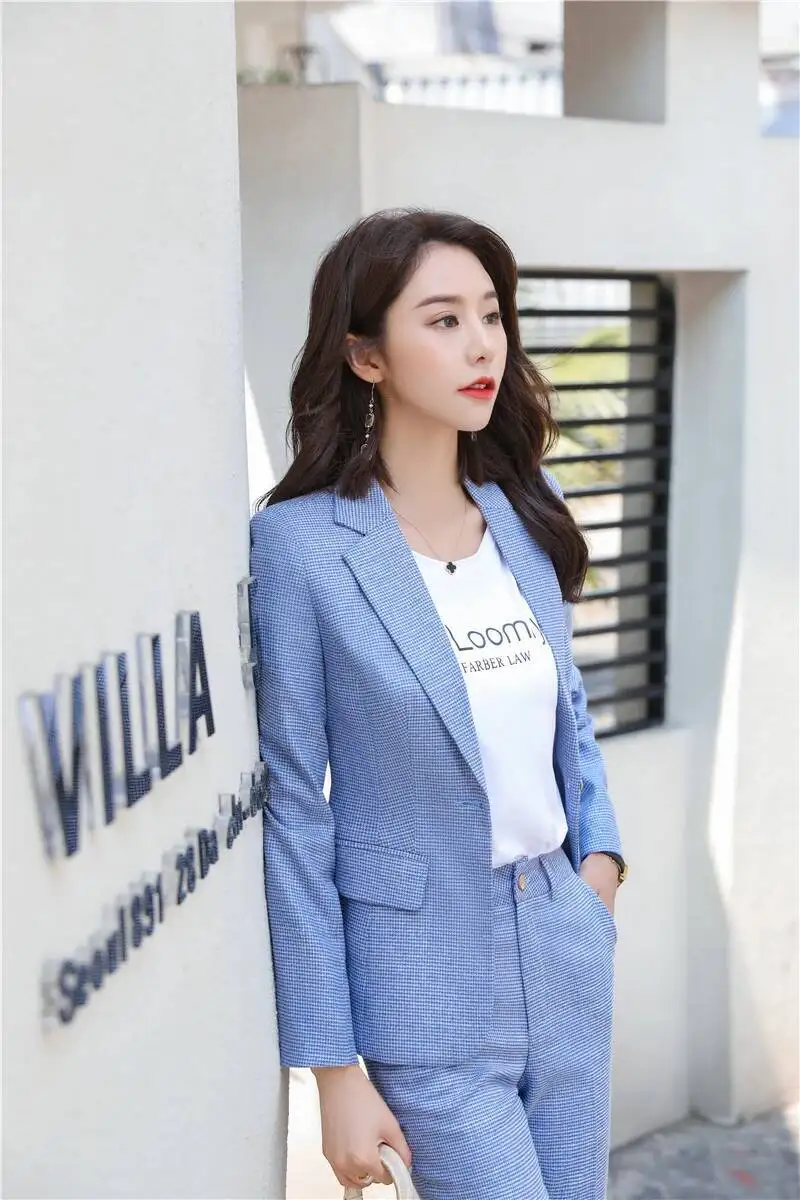 Nieuwigheid Groene Uniform Ontwerpen Broekpakken voor Vrouwen Zakelijke Werkkleding Pakken Professionele Blazers Set Carrière Interview Kleding