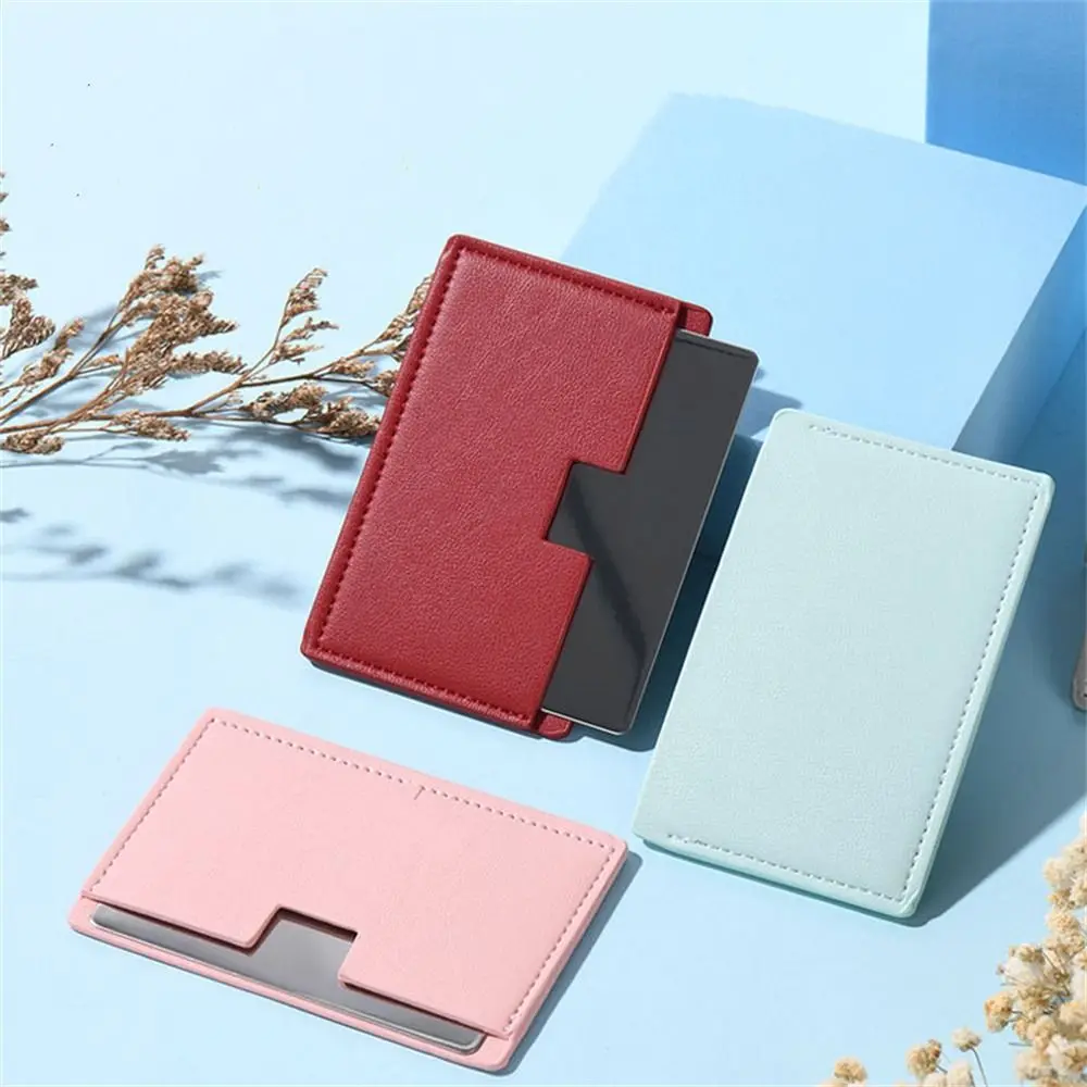 Unbreakabl Leather Square Mirror Dust-proof No Deformation Handheld Beauty Mirror Frameless Design Pocket Cosmetic Mirror Girl