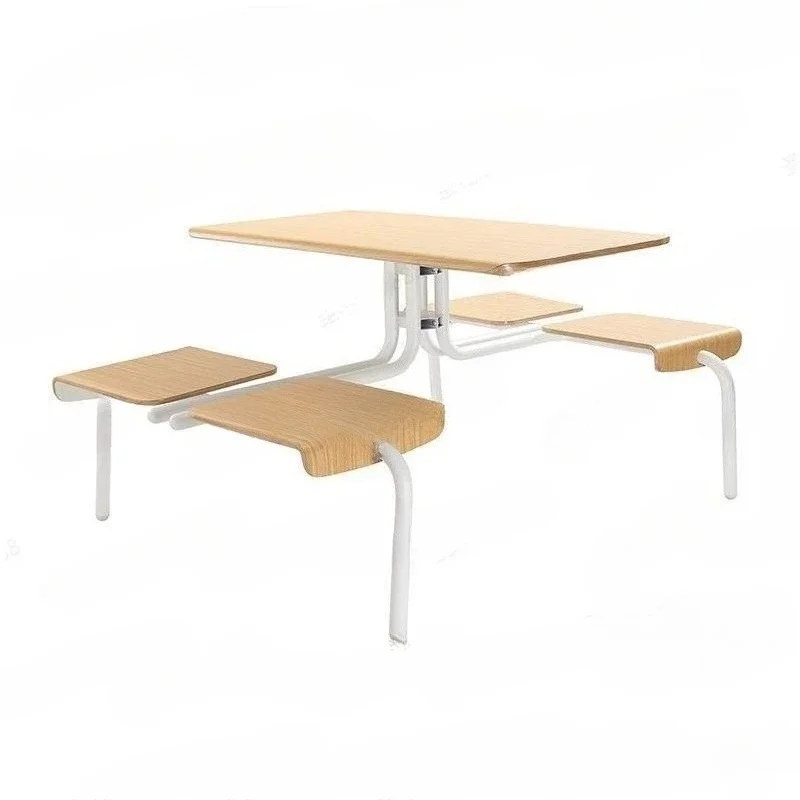 

School company canteen one-piece dining table and chair combination factory canteen solid wood dining table for 4 people