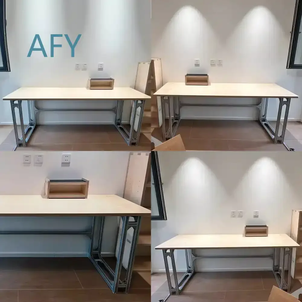 Minimalist Scandinavian Style Rectangular Dining Table Desk for Home Office Use Birch Plywood Desktop Aluminum Frame Modular
