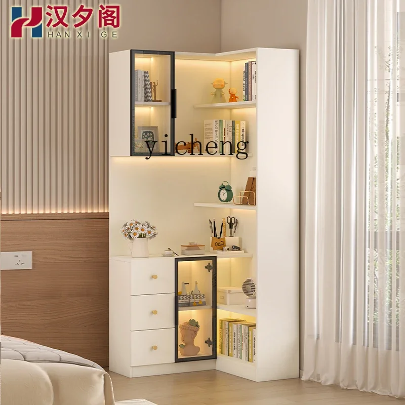 Cream Corner Cabinet Shelf Combination Triangle Corner Corner Dust-proof Bookcase